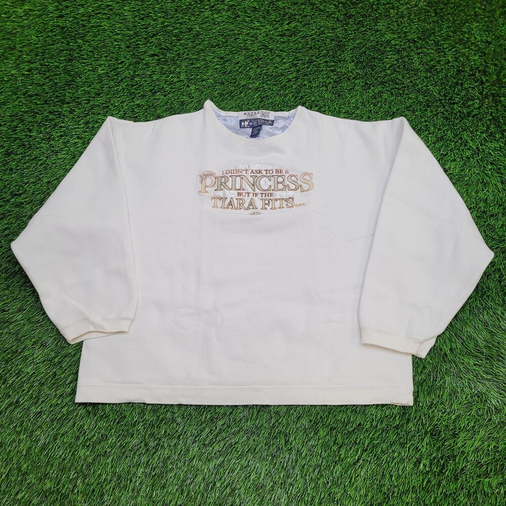 Vintage Funny Princess Sweatshirt Womens Medium 23x23 Boxy Baggy